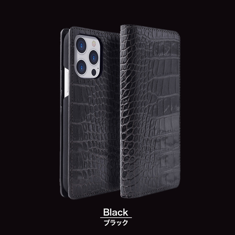 ABBI SIGNATURE『イタリアンレザー クロコダイアリーケース』ブラック