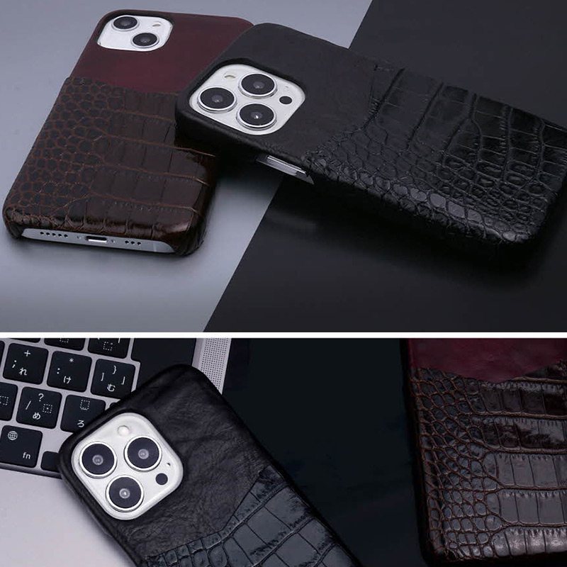 2種類の高級イタリアンレザーを使用したスマホケース「イタリアンレザー コンビバックケース」