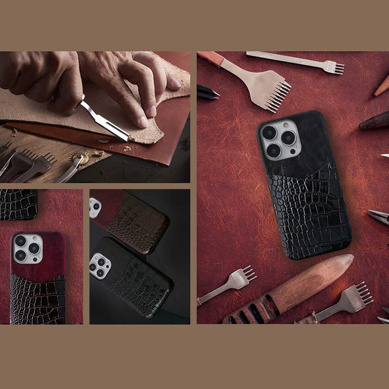 2種類の高級イタリアンレザーを使用したスマホケース「イタリアンレザー コンビバックケース」