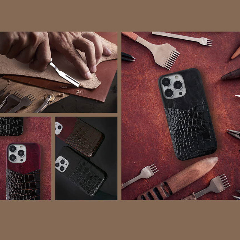 2種類の高級イタリアンレザーを使用したスマホケース「イタリアンレザー コンビバックケース」