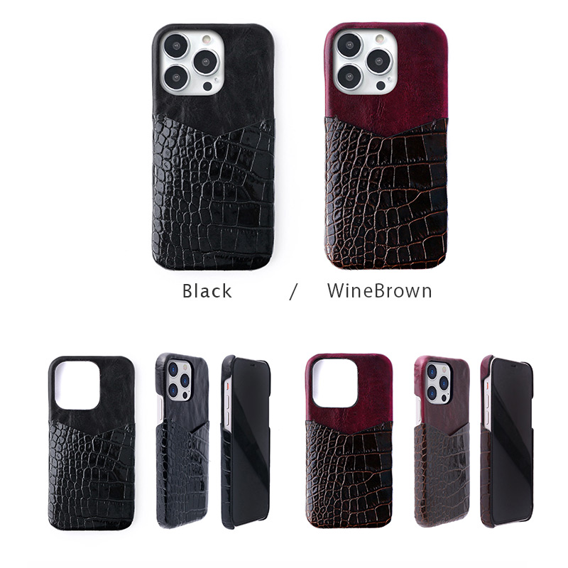 2種類の高級イタリアンレザーを使用したスマホケース「イタリアンレザー コンビバックケース」は２色展開