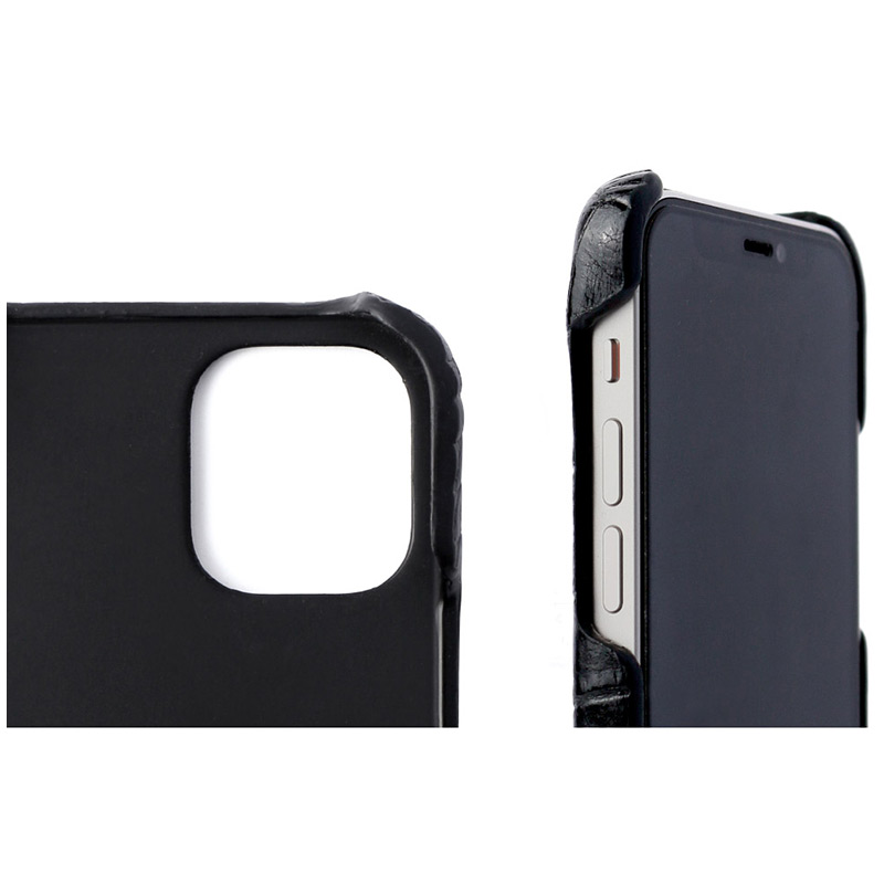 丁寧なコバ処理、イタリアンレザー クロコ バック カバーケース for iPhone13Proケース