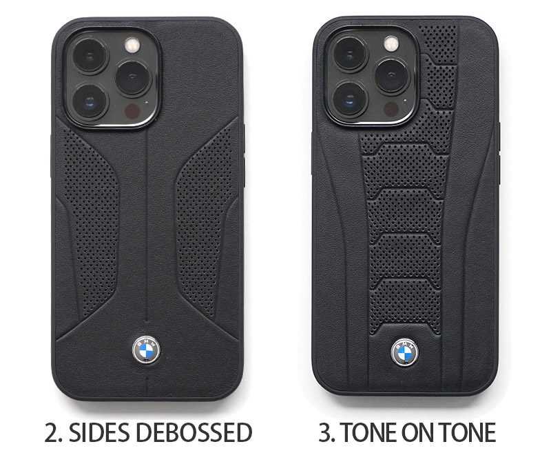 2. SIDES DEBOSSED/3.TONE ON TONE