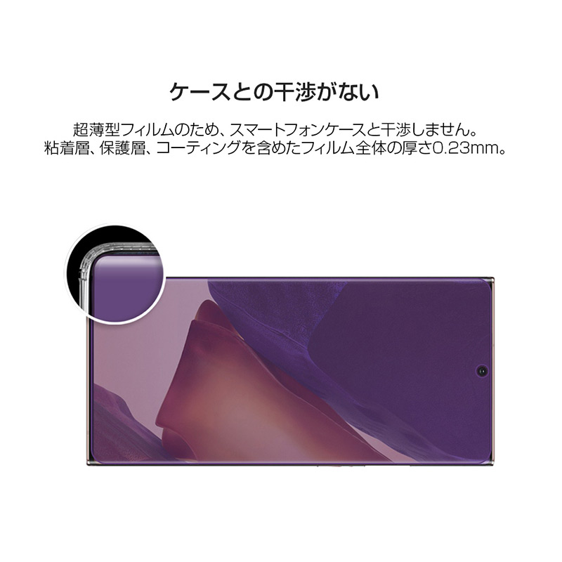 超薄型フィルムでスマホケースと併用可能