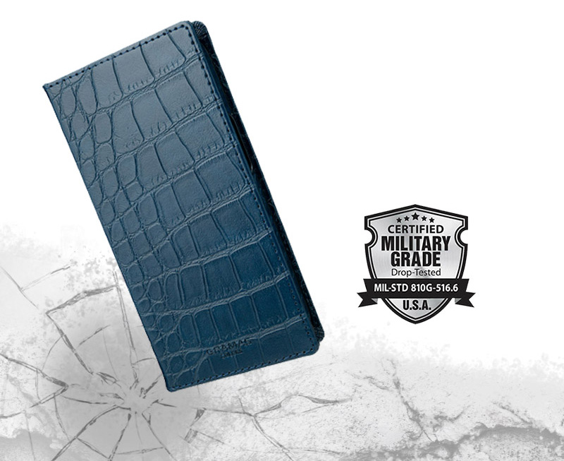 『G-FOLIO クロコ調PUレザー フォリオケース』は落下衝撃に強い