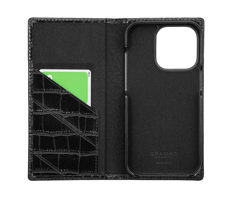 『G-FOLIO クロコ調PUレザー フォリオケース』はスリムカードポケット付き