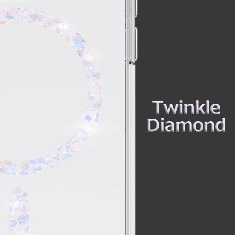 MagSafeサークル(円)の中に、キラキラとダイヤモンドのように輝く美しい金属片をちりばめています