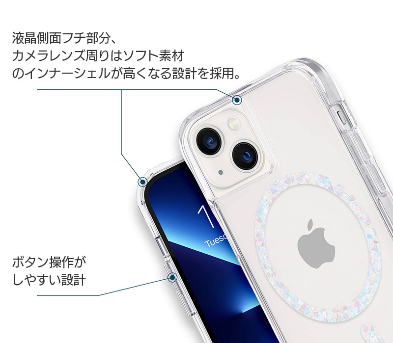 液晶場面・カメラレンズが保護されているiPhoneケース