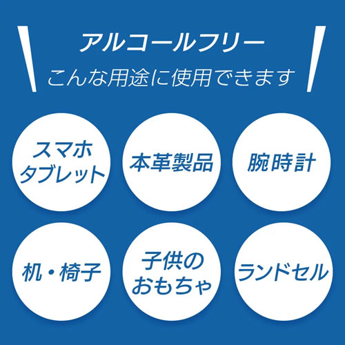 アルコールフリー。こんな用途に使用できます。スマホ、タブレット、本革製品、腕時計など。