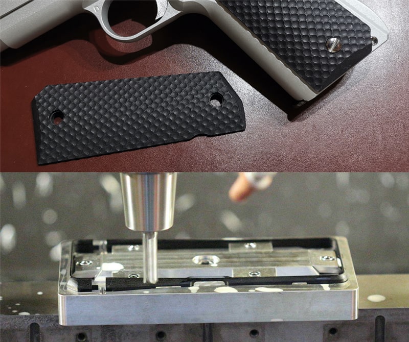 バンパーの主要素材ジーテンを機械で削り出している様子