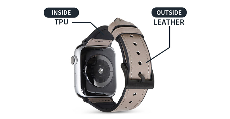 柔らかい本革 + 軽量かつ丈夫なTPU素材