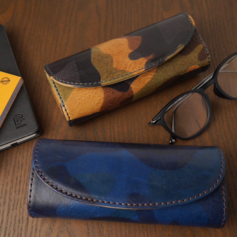 イタリアンレザー カモフラージュ柄 メガネケース