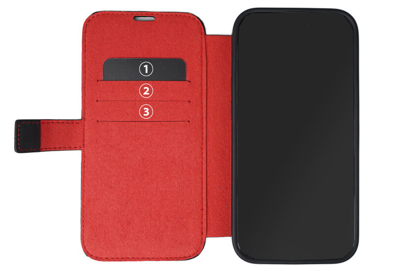 内側に3つのカードポケット収納付き  