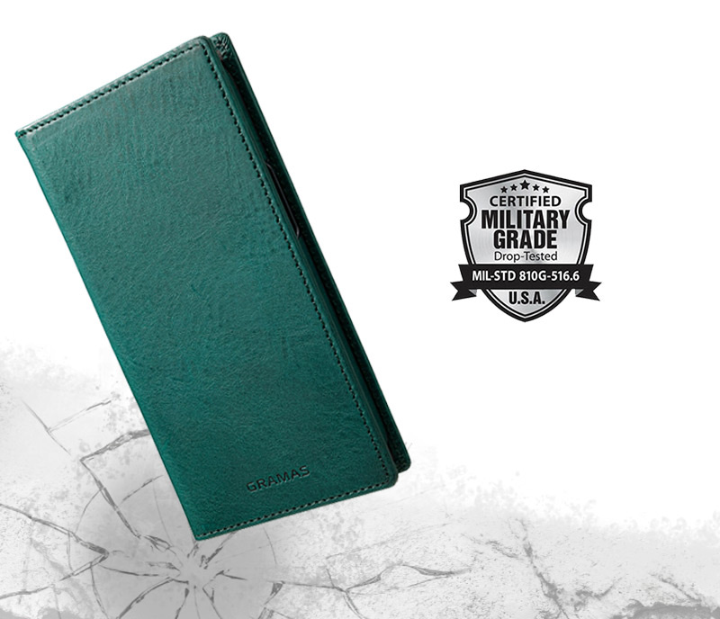 『G-FOLIO ミネルバボックスレザー フォリオケース』は落下衝撃に強い