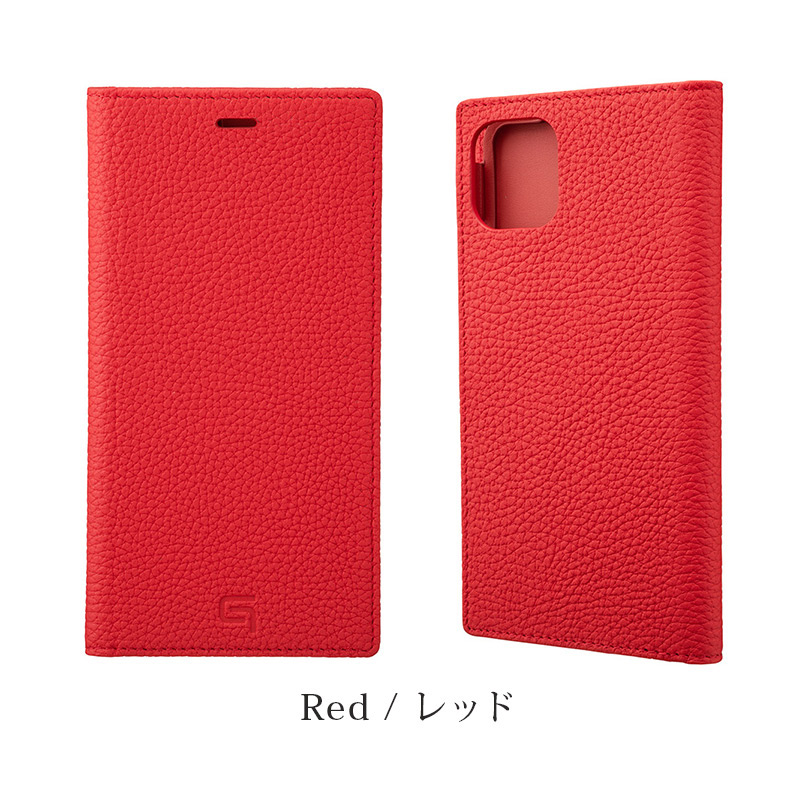 GRAMAS グラマス Shrunken-calf Genuine Leather Book Case。レッド Red。