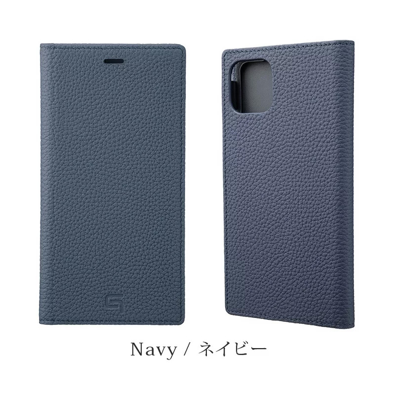 GRAMAS グラマス Shrunken-calf Genuine Leather Book Case。ネイビー Navy。