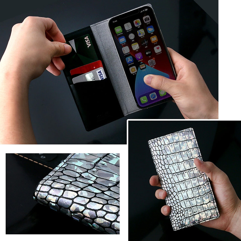 iPhone 12/12 Pro Hologram Croco MagSafe対応ダイアリーケース