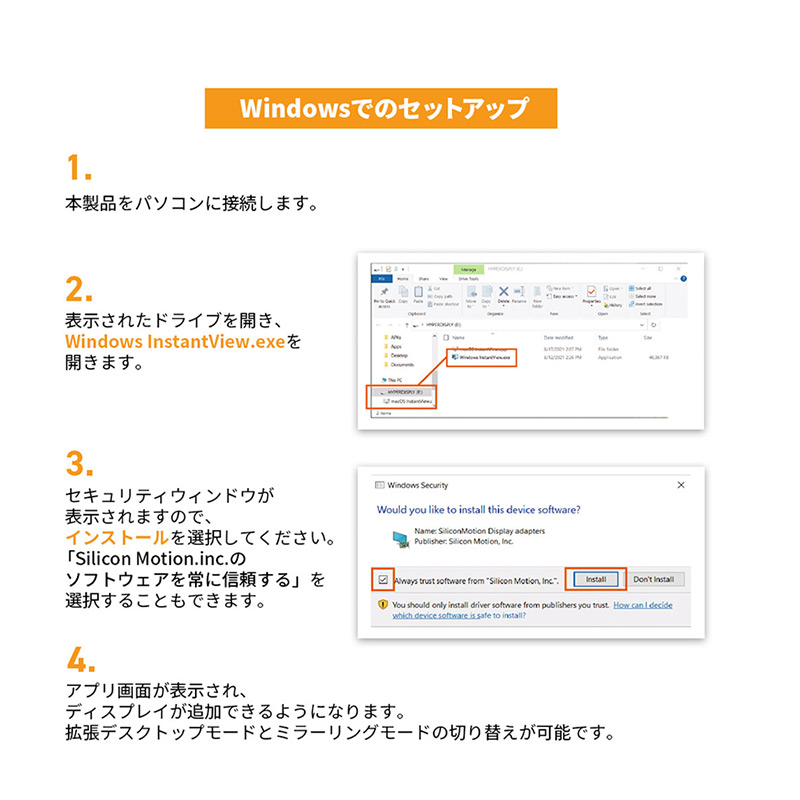 LEDで充電稼働状態を表示