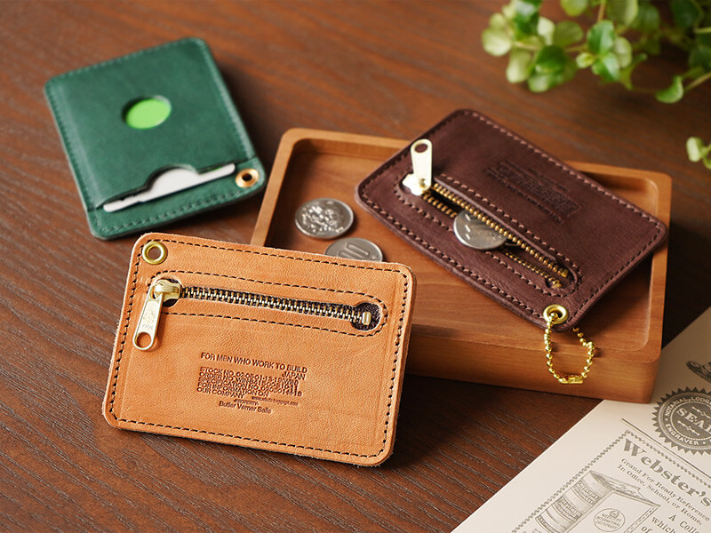 ファスナーポケット付き 馬革パスケース