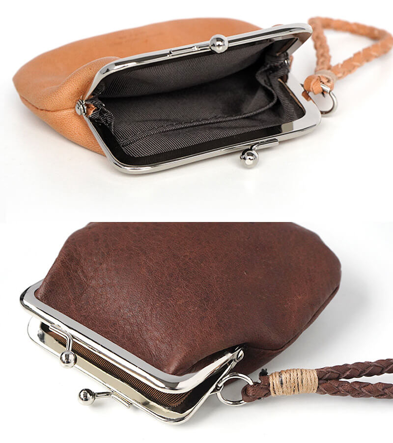 丁寧に取り付けられたがま口部分