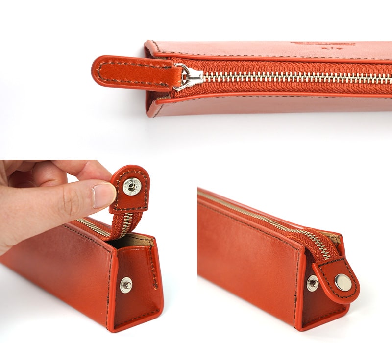 ペンケースのファスナーの引手とファスナー止まり