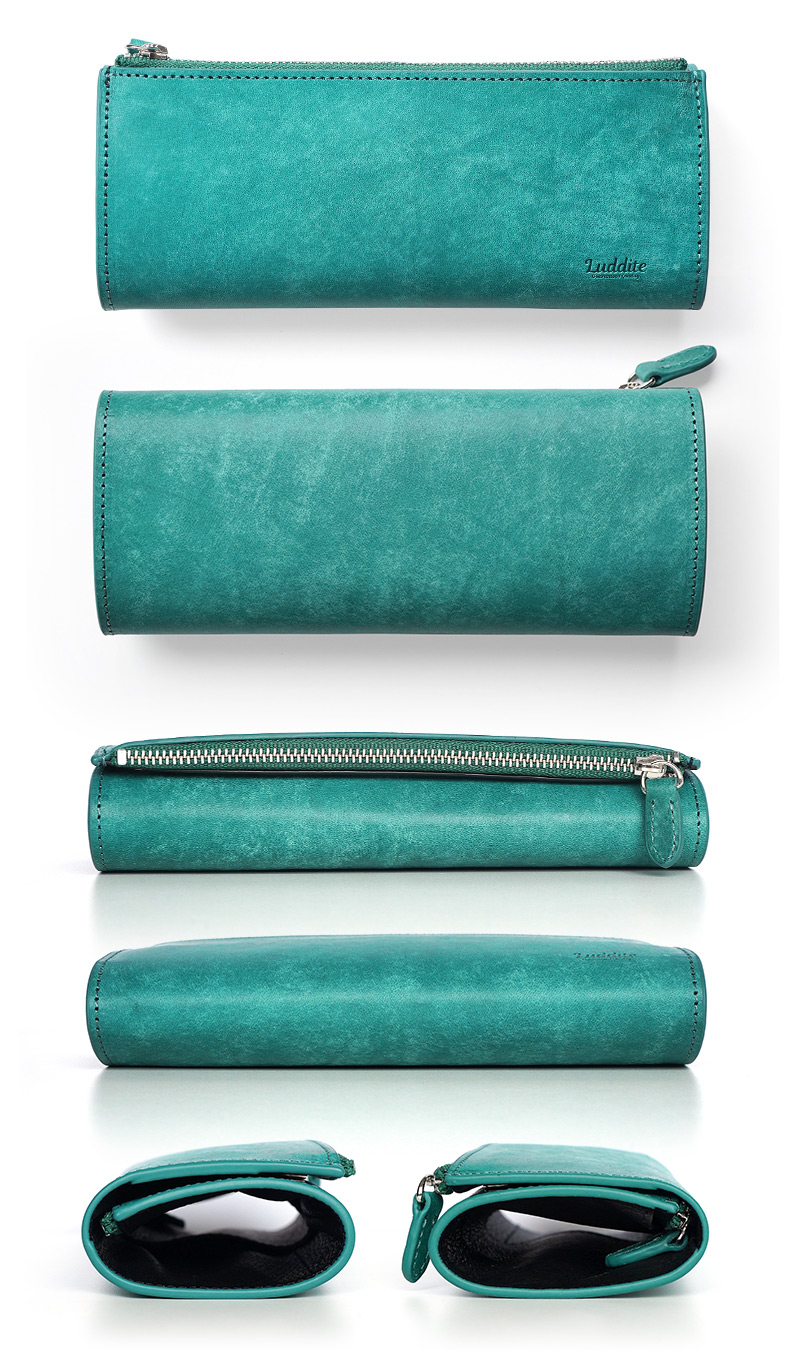 ティールの青緑ブルーぶりーんが美しい、マヤレザー製ペンケース