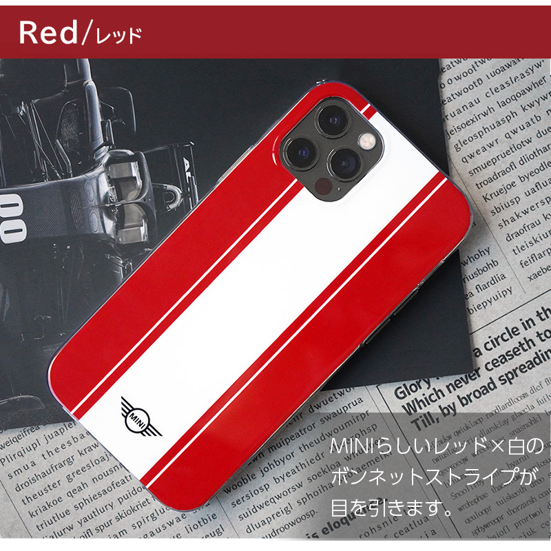 MINIらしいレッド×白のボンネットストライプが目を引きます