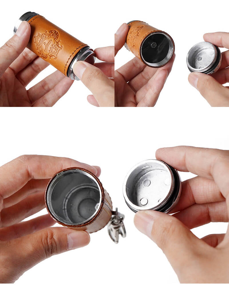 底蓋を回して外すと吸い殻を捨てることができます。