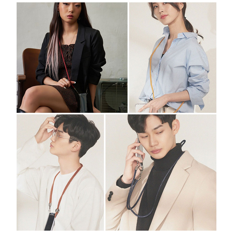 ロングストラップがついており、ポシェットのように斜めにかけることでファッショナブルに活用できるアイテムです。
ハンズフリーでiPhoneを持ち歩く事ができ便利。