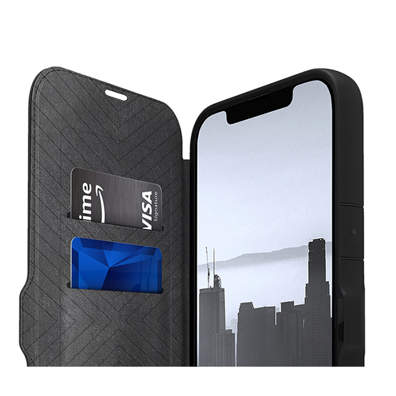 カード収納ポケット RAPTIC Urban Folio iPhone13 Pro ケース 手帳型 レザー 耐衝撃 背面 クリア