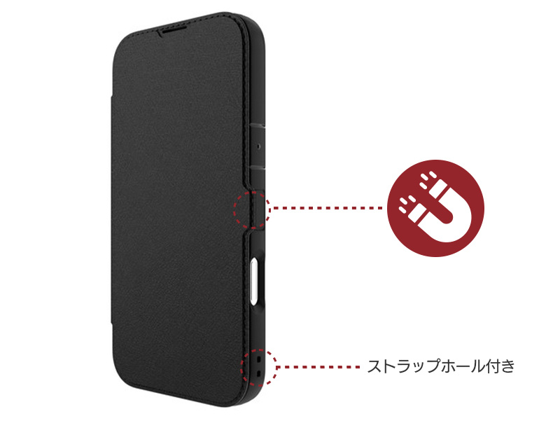 マグネット式の留め具がついています