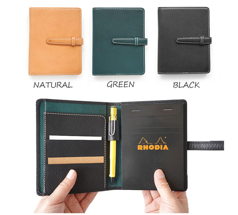 A6サイズのメモパッドホルダー。
「ロディア№13」用の収納ホルダーとしてもピッタリです。