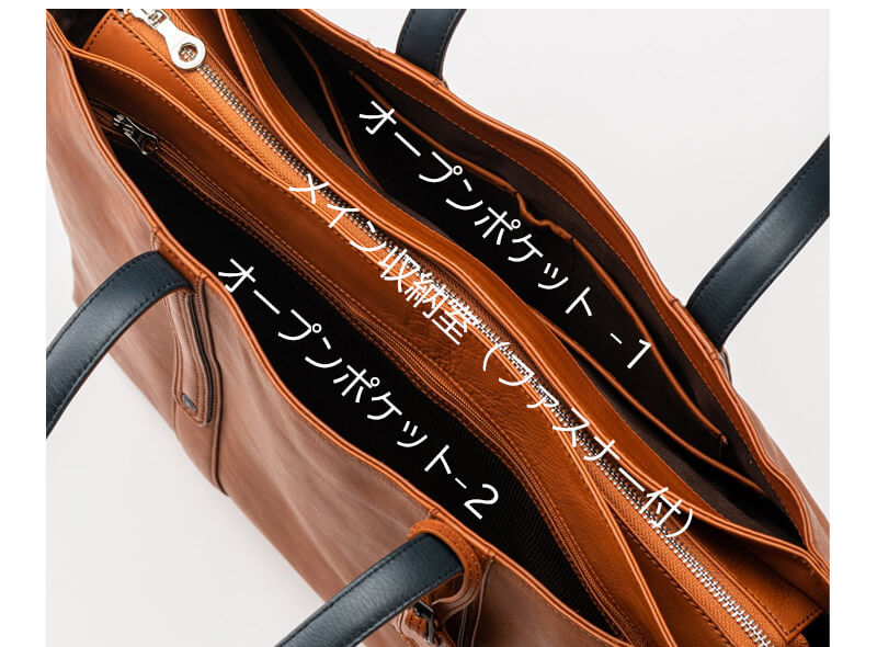 メイン収納＋オープンポケット2か所