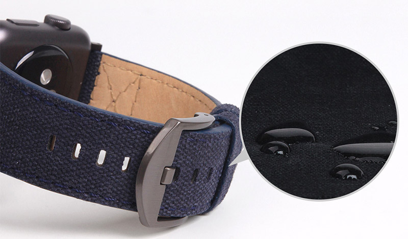 ワックスコーティングによる生活防水の Apple Watch バンド Wax Canvas