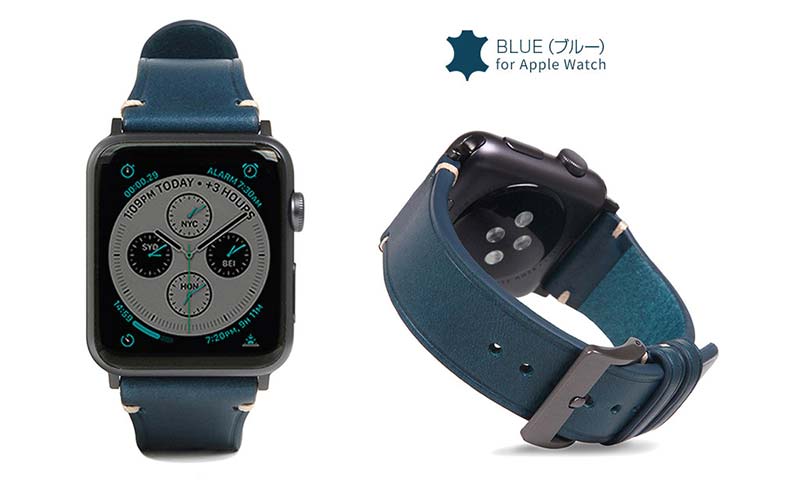 ブルー、Apple Watch バンド Italian Buttero Leather