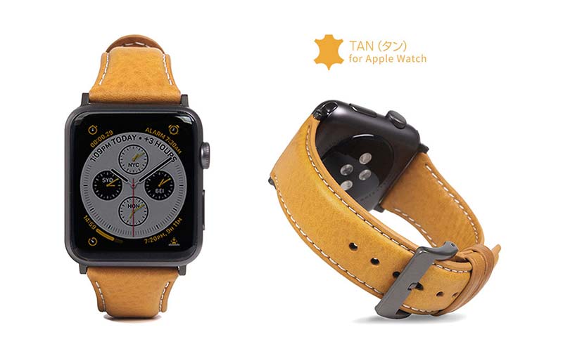 タン、Apple Watch バンド Italian Minerva Box Leather