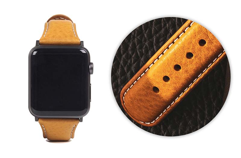 デザインポイントのステッチがほどこされたApple Watch バンド