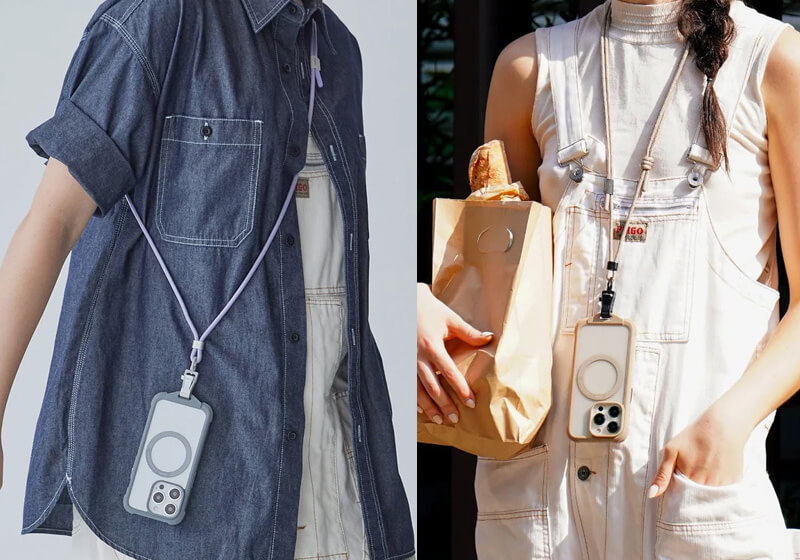 長さ調節ができるので首掛け・斜め掛けどちらでも使えます！