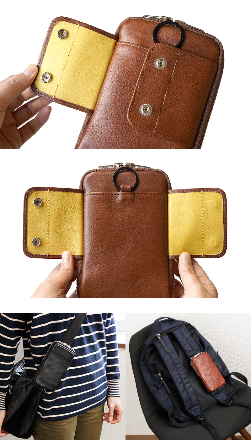 バッグに取り付け可能、革製のフラップ