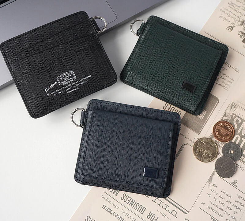 SOLATINA カウレザー型押しコンパクトウォレット 