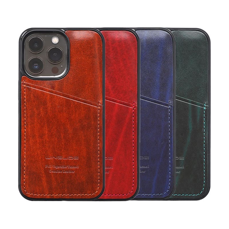 宝石のように輝くガトーレザー背面型iPhoneケース全4色