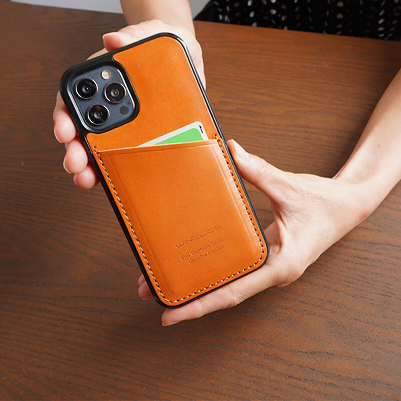 栃木レザー使用・カードポケット付き 背面カバーケース