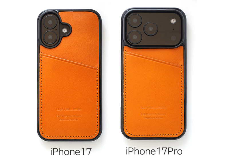 栃木レザーのオレンジがカッコいい背面カード収納付きスマホケース