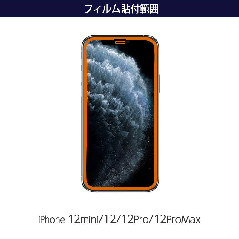 フィルム貼り付け範囲 iPhone12mini/iPhone12/12Pro/12ProMax