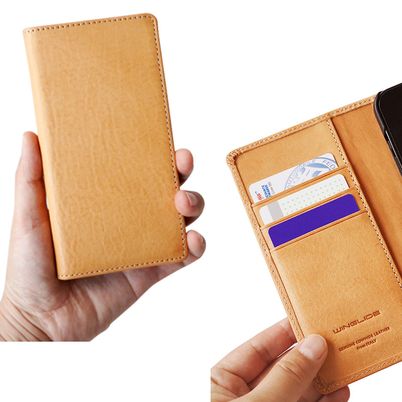 手にした瞬間にわかる本革の質感、最高級イタリアンレザー『Toscana Volanato』を使用した手帳型iPhoneケース