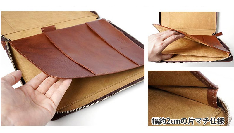 左側にはマチ付きのオープンポケットを装備