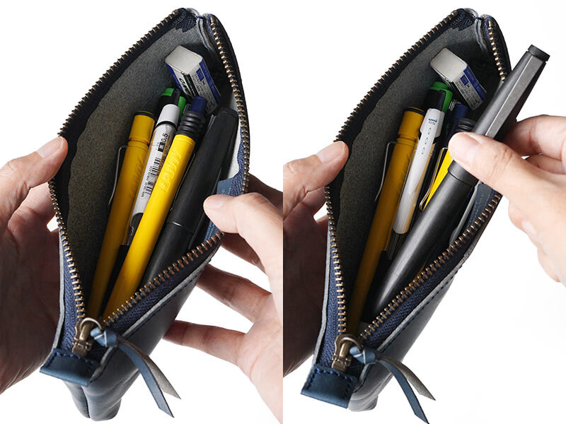 通常のペンなら約10本程度収納可能です。