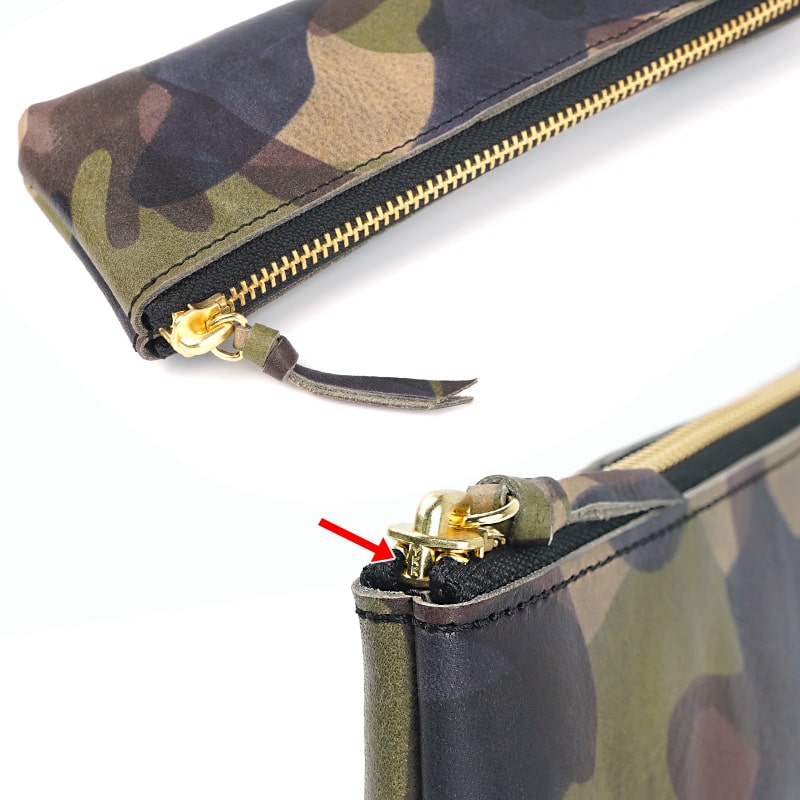 ペンケースの引き手とファスナ