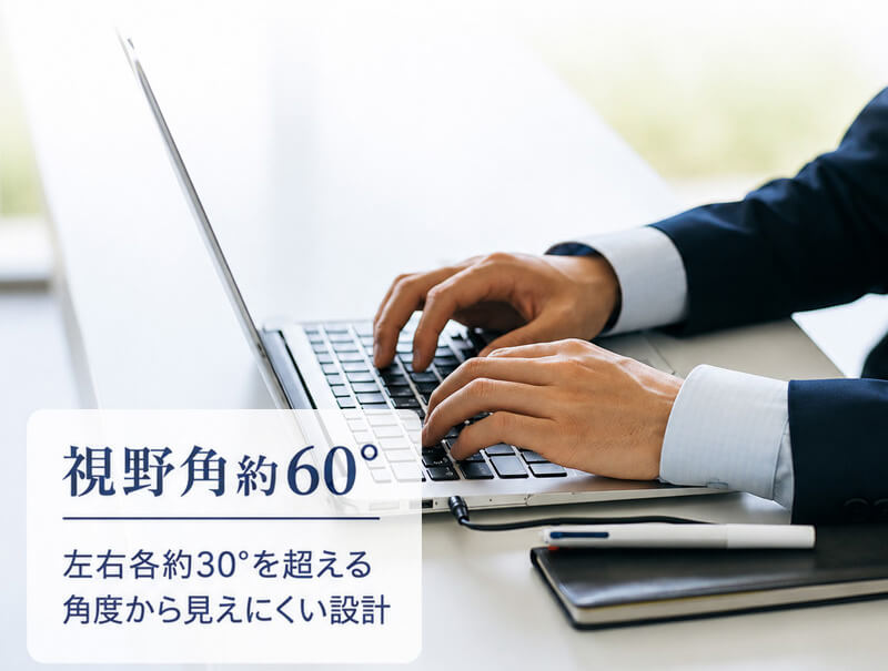必要なときだけ、サッと装着。周囲から画面をみえにくく。