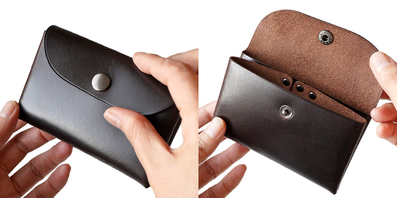 ホックボタン式のフラップ